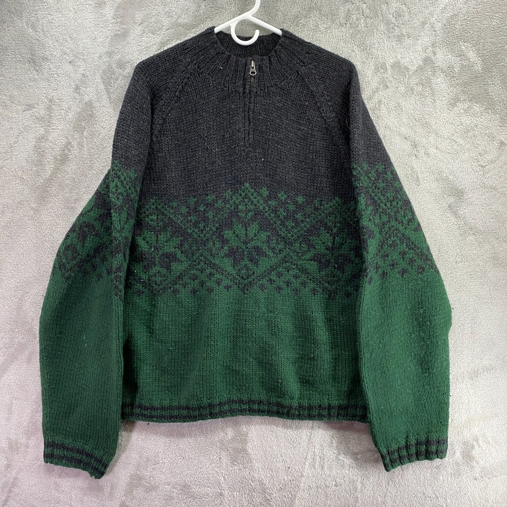 J.Crew Sweater Mens 2XL Green Wool Blend Crewneck Pullover Knit Casual Soft EUC